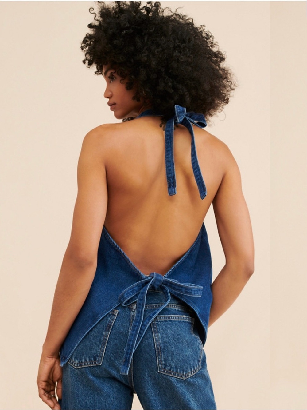 NWT lioness hills halter denim top size small US4 - Picture 2 of 7